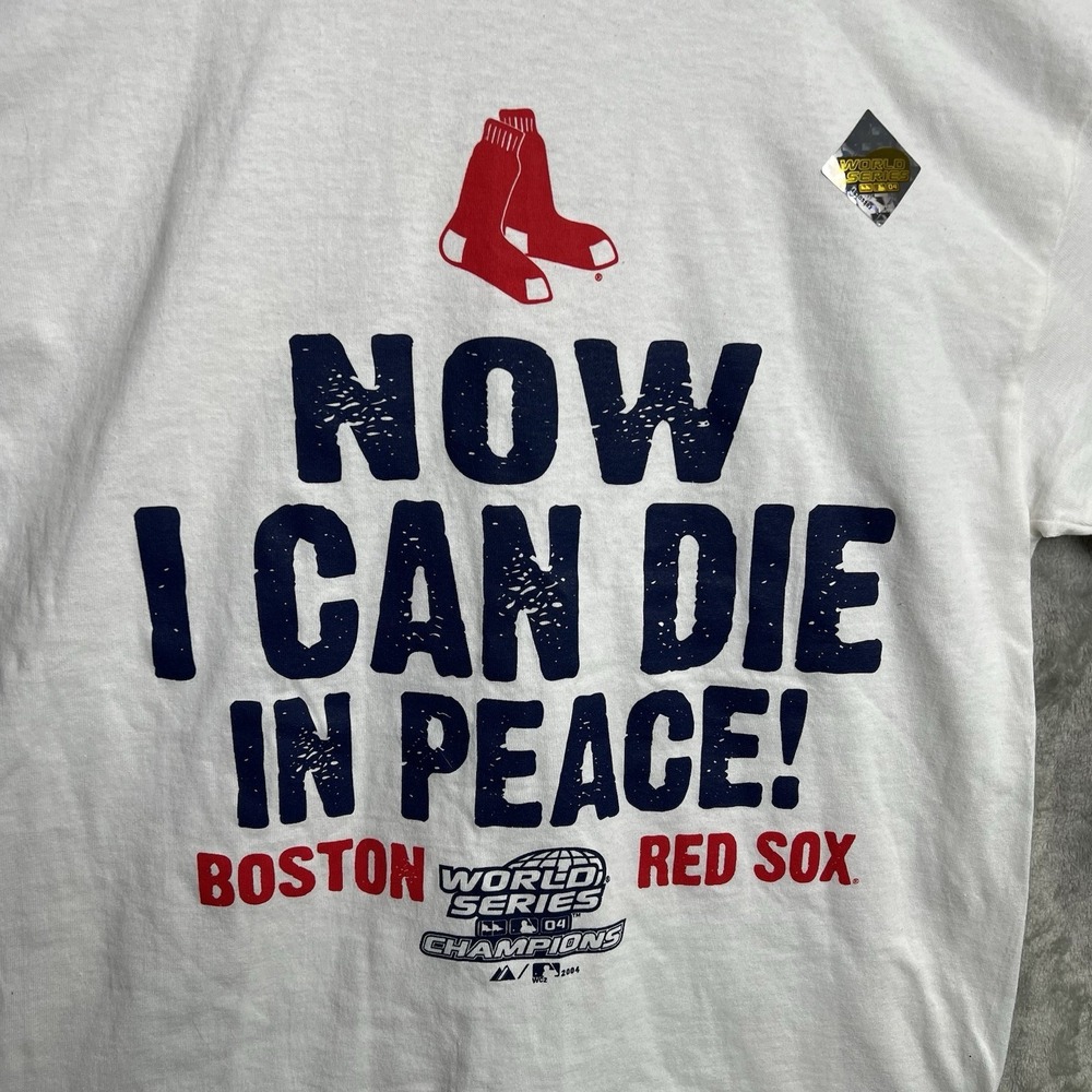 Vintage Y2K Red Sox 2004 World Series Champions M Shirt Now I Can Die In Peace - Picture 2 of 8